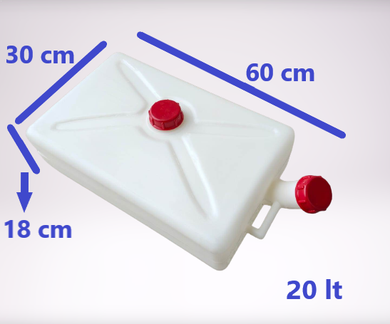 Karavan Atık (Gri) Su Bidonu (20 Litre) Süper Slim (Defolu)